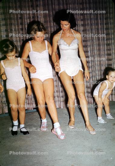 Dance, Steps, Ballerina, Mother, Daughters, 1950s