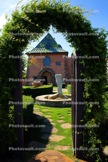 Path, Gardens, Gate, Entry, Peju Winery, Rutherford