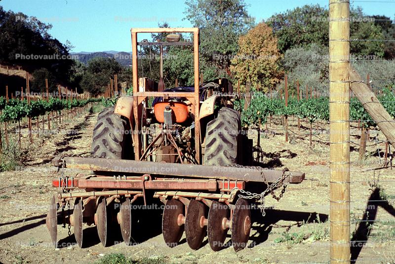 Tractor and Tilling Wheels, Disc Plow, rotary, Dry Creek Valley, Sonoma County, California