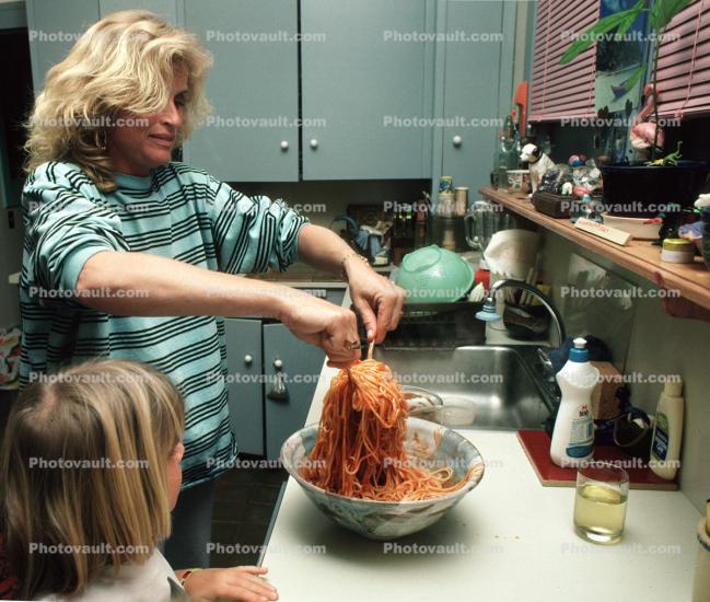 Mom makes spaghetti