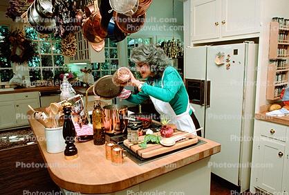 Cooking in the Kitchen, Woman Cooking in her Fancy Kitchen, September 1988, 1980s