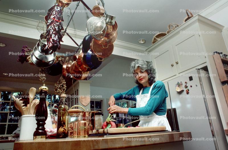 Woman Cooking in her Fancy Kitchen, September 1988, 1980s