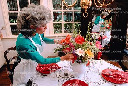 Setting Table, Woman Cooking in her Fancy Kitchen, September 1988, 1980s