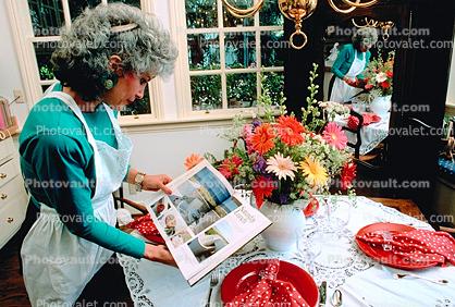 Setting Table, Woman Cooking in her Fancy Kitchen, September 1988, 1980s