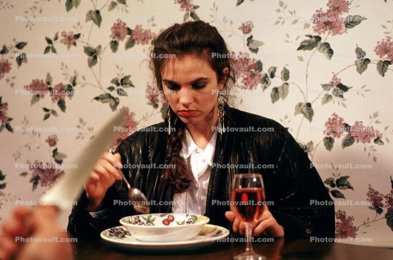 Woman Eating, Soup Bowl, wallpaper