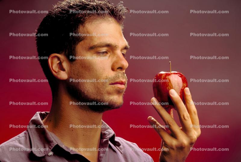 Man, Male, Eating, Apple, Tasting