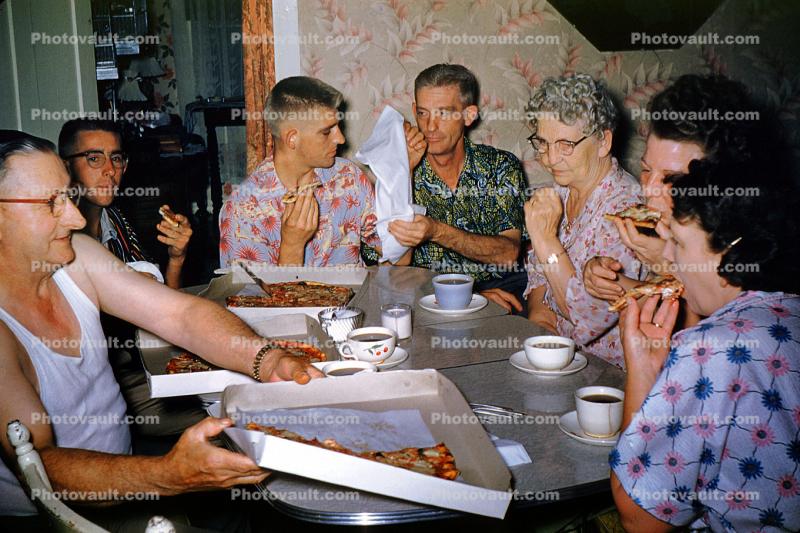 Pizza, Eating, 1950s
