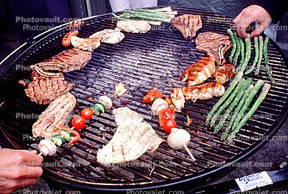 Meat, Steak, Hot Dogs, Vegetables, Shish-Ka-Bob,, Salmon, BBQ, Barbecue, Kentucky Derby Party