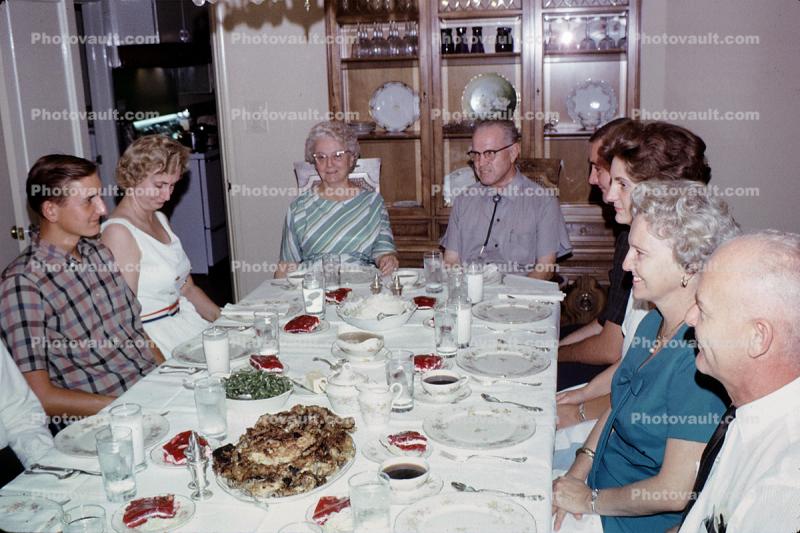 Dinner Party, Table Setting, women, men, 1960s
