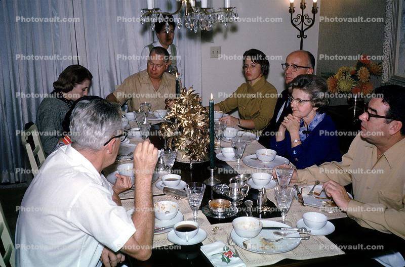Thanksgiving Dinner, Turkey, table setting, dinner, woman, feast, 1960s