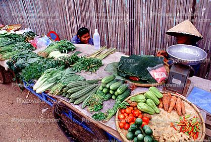 Cucumber, peppers, lettuce, Laos