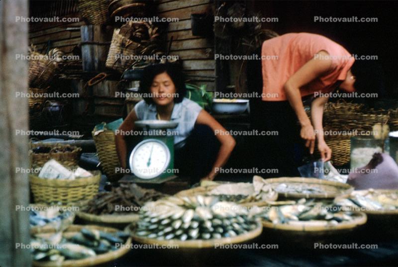 Women, Scales, Vegetables, Bangkok, Thailand