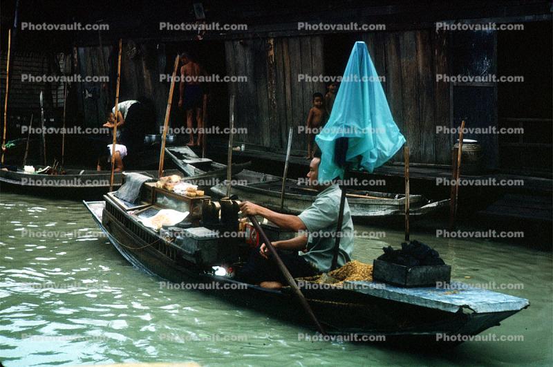 Boats, River, Man, Male, Bangkok, Thailand