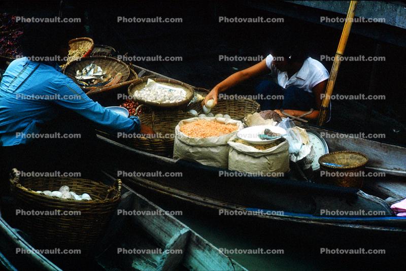 Boats, River, Baskets, Bangkok, Thailand