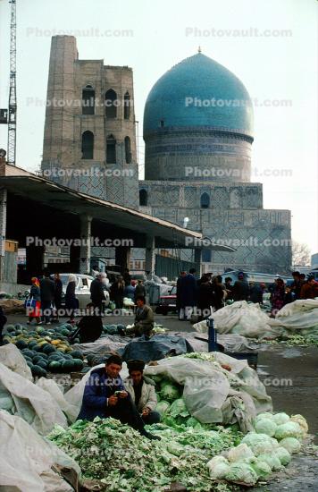 Cabbage, Vegetables, Mosque, Dome, building, Samarkand, Uzbekistan