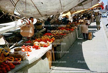 Floating Market, Produce, Fruit, boats, waterfront, Willemstad, Curacao, 1950s