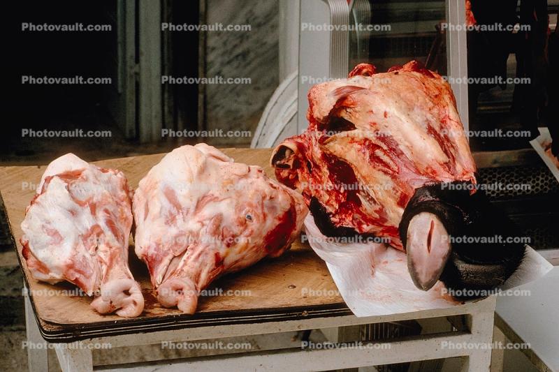 pigs snout, meat, Crete, Greece