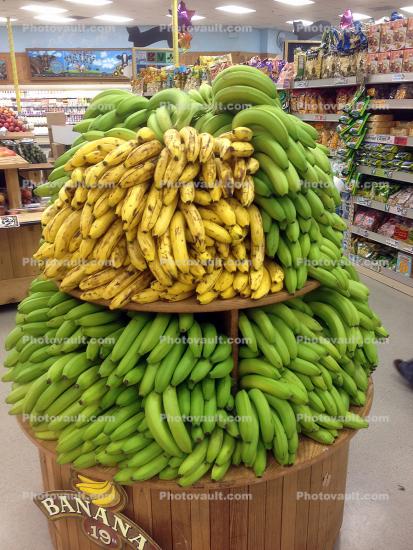 Banana stand, yellow and green