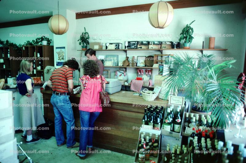 Wine Store, shoppers, bottles, counter