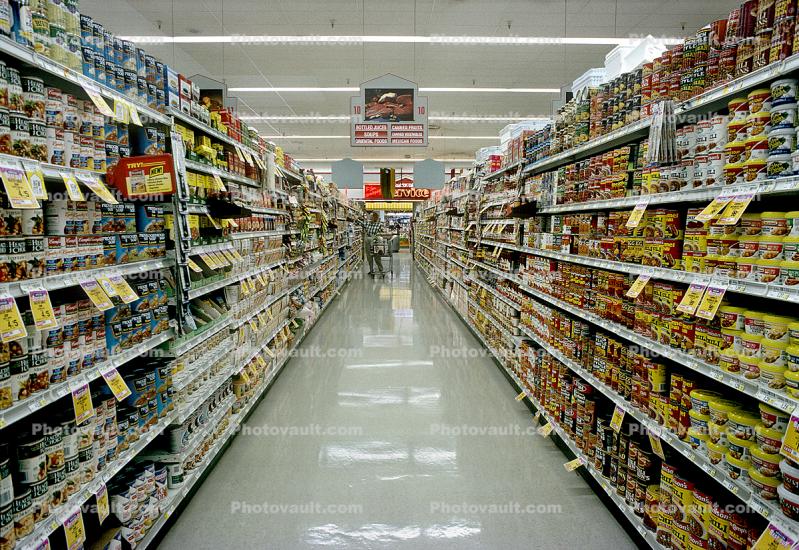 Grocery Aisle, Supermarket, Vanishing Point, Supermarket Aisles