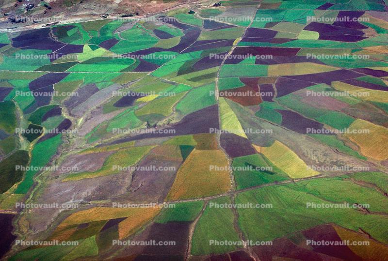 Farmfields over Ethiopia, Patchwork Quilt, patchwork, checkerboard patterns, farmfields