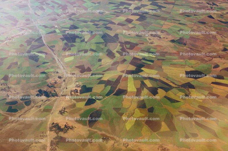 Farmfields over Ethiopia, patchwork, checkerboard patterns, farmfields
