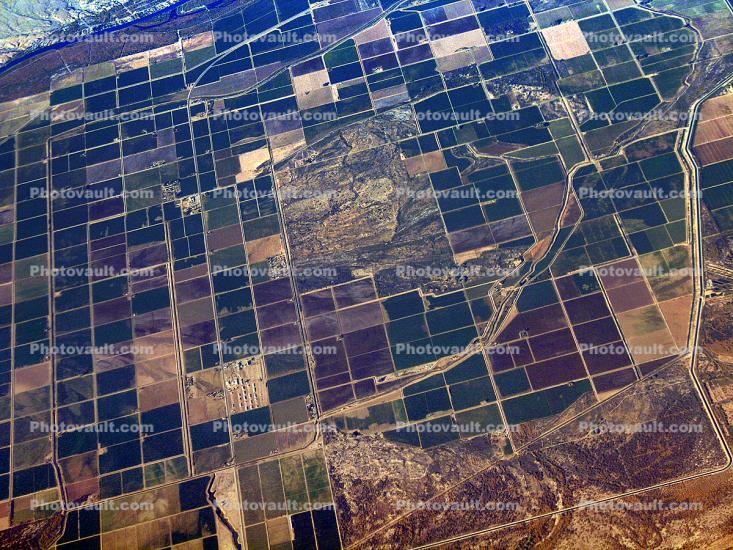 River, Fields, patchwork, checkerboard patterns, farmfields