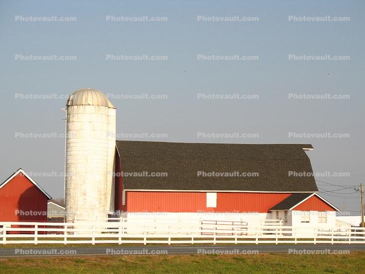 Barn and Silo, Fence, south of Dover, Delaware
