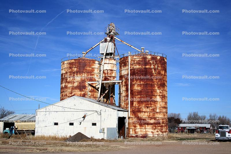 Silos, rusty, west of, Amarillo Texas