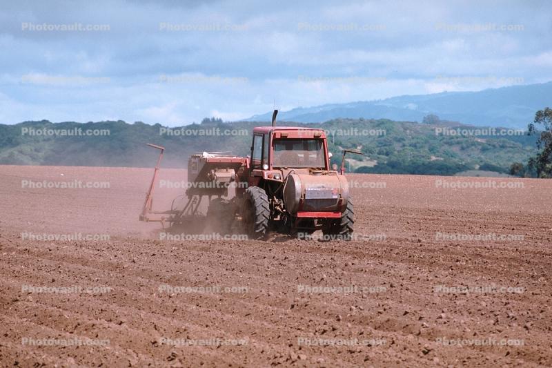 Plowed Field, Tractor, Fertilizer, Pesticide, Coastal Santa Cruz County, California, Dirt, soil