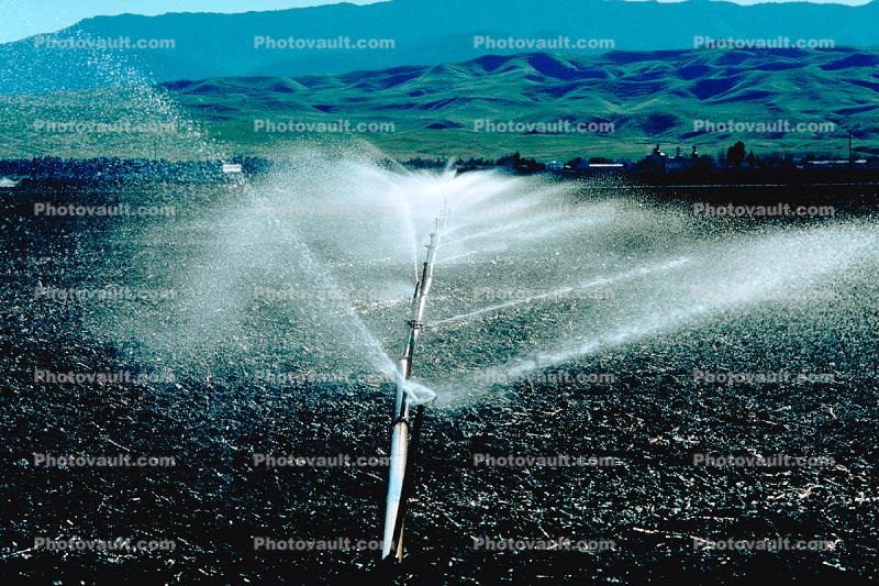 Irrigation, water, sprinkler, hills