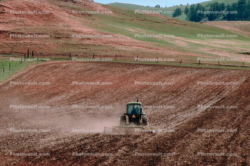 Tractor and Plow, Plowing, Fields, Dirt, soil