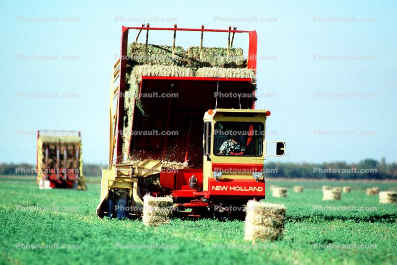 New Holland Stacker, Hay Bales, Stacking, Farmer