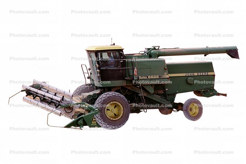 John Deere Turbo 6622 Combine, Wheat Mechanized Combine, photo-object, object, cut-out, cutout, swather, windrower