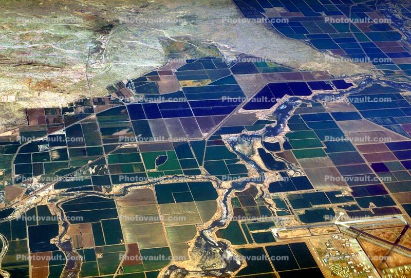 Imperial Valley looking north, Westside Main Canal, patchwork, checkerboard patterns, farmfields