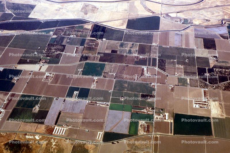Central Valley, near Gustine, Interstate Highway I-5, California, patchwork, checkerboard patterns, farmfields