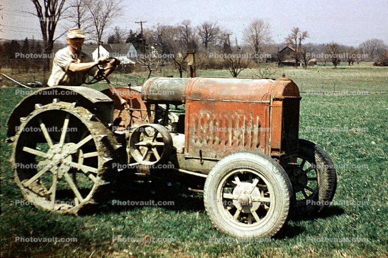 old time Tractor, Farmer, 1950s
