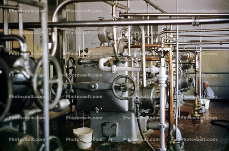 Milk Bottling Plant, Pipes, crank handles, machinery