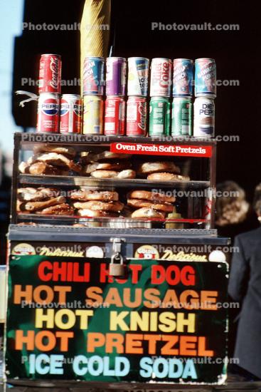 Hot Knish, Hot Pretzel, Hot Dog, Cart, Manhattan