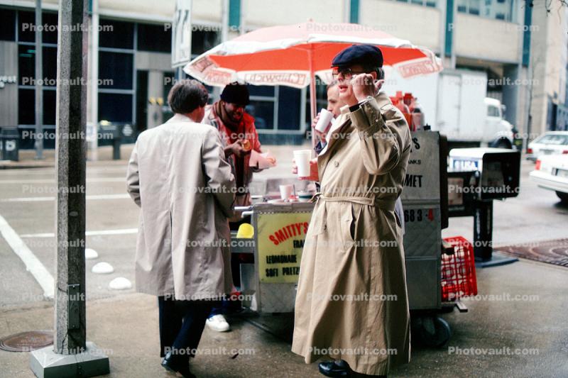 Man at a Hot Dog Stand, umbrella, parasol