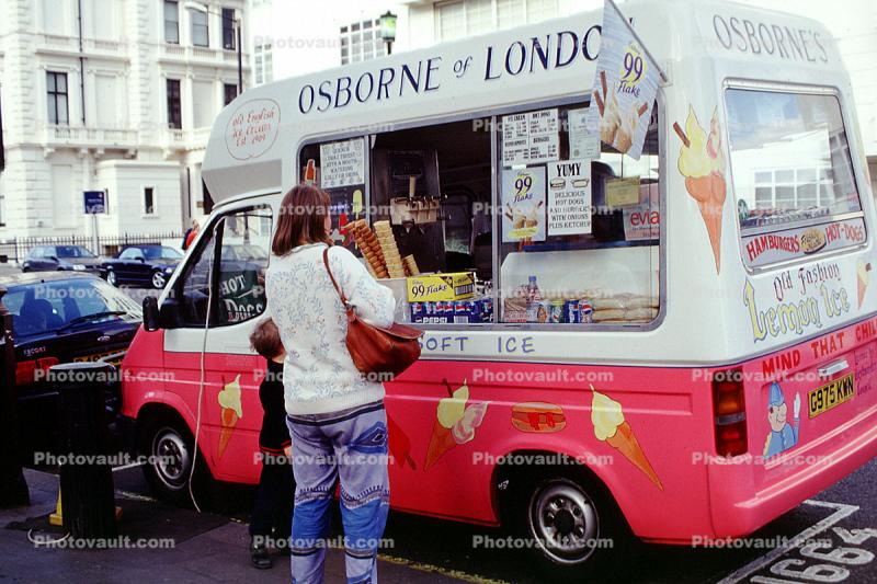 Osborn of London, England, Ice Cream Van, Woman, Purse
