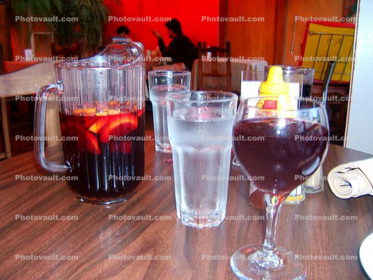 Sangria and water, Wine Glass, Table, Setting