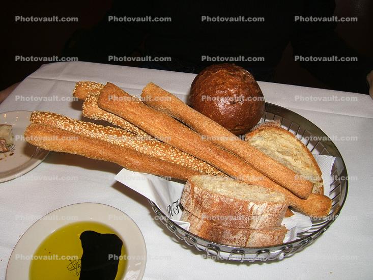 Bread Sticks, Basket, Oil  and Vinegar