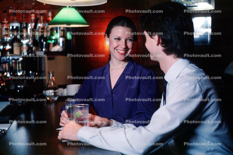 Bar, Celebrating, Man, Woman, gin, vodka, 7 March 1984