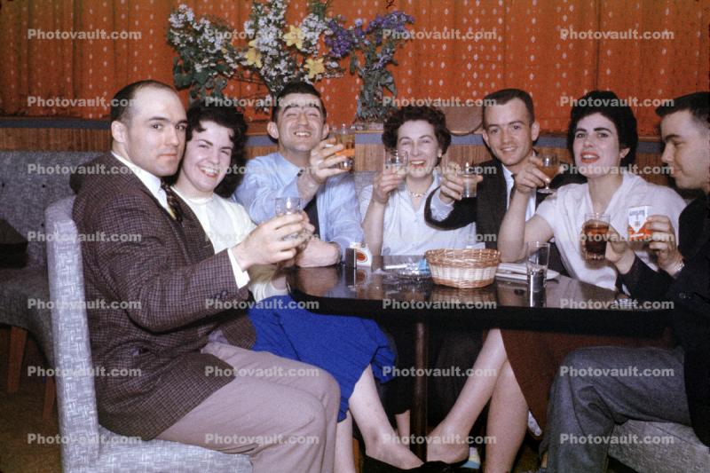 Men Women Drinking, Booze, marlboro cigarets, Party 1950s