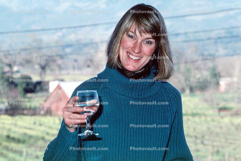 Woman, White Wine, smiles