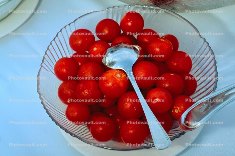 Bowl of Tomatoes, Buffet, spoon, Cherry-Tomatoes