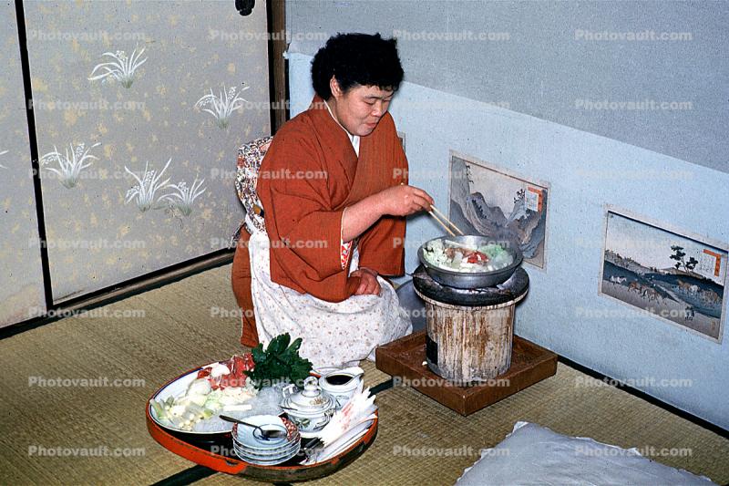 Woman, Chop Sticks, Japanese Food, 1950s