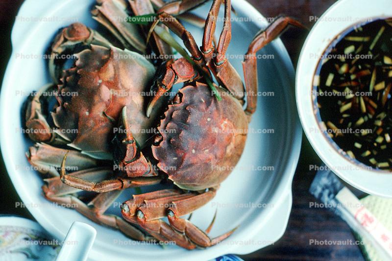 China, Chinese Food, Crab, dipping sauce, Plate, cooked food, seafood, shellfish, Asian, Asia