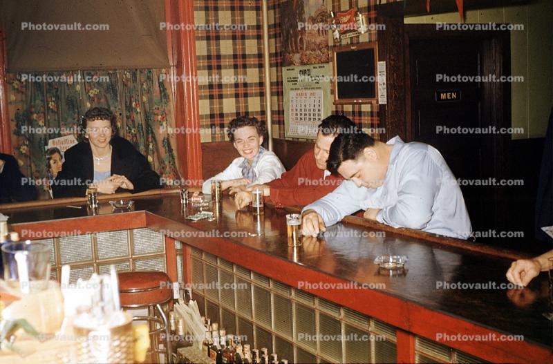 Passed out, Bar, Getting Drunk, Drinking, Alcohol, Bottles, 1950s